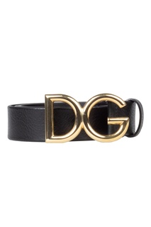Черный кожаный ремень с пряжкой Dolce & Gabbana