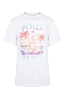 Белая футболка с тропическим принтом Polo Ralph Lauren Kids