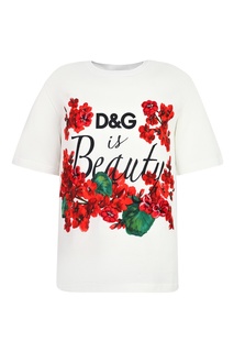 Футболка с цветочным принтом и вышивкой Dolce&Gabbana Children