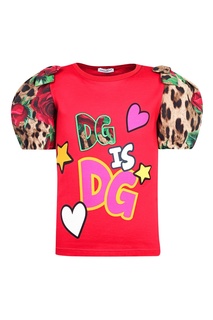 Красная футболка с пышными рукавами Dolce&Gabbana Children