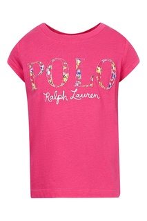Розовая футболка с нашивками Polo Ralph Lauren Kids