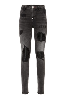 Черные джинсы с фактурной отделкой Philipp Plein
