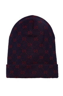 Красно-синяя шапка с мотивом GG Gucci