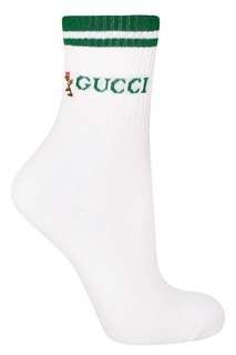 Зелено-белые носки с логотипом Gucci