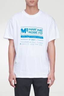 Белая футболка с голубым принтом Martine Rose