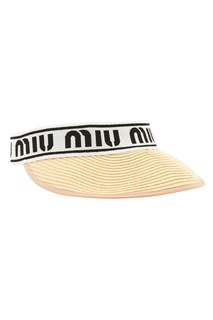 Соломенный солнцезащитный козырек с логотипом Miu Miu