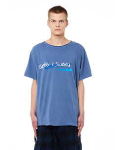Синяя футболка с логотипом Greg Lauren