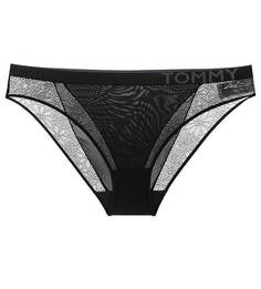 Черные трусы-слипы с кружевной отделкой Tommy Hilfiger