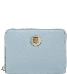 Голубой кошелек с логотипом бренда Tommy Hilfiger