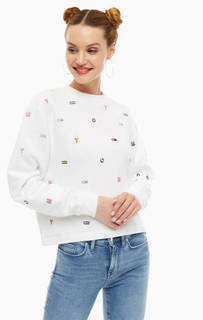 Белый свитшот из хлопка с вышивкой Tommy Jeans