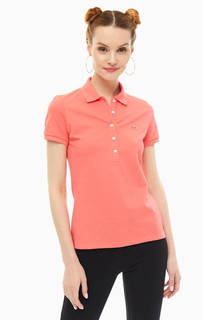 Хлопковая футболка поло кораллового цвета Lacoste
