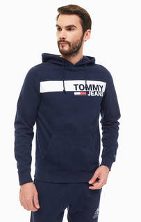 Синяя толстовка из хлопка с логотипом бренда Tommy Jeans