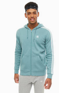 Бирюзовая хлопковая толстовка на молнии Adidas Originals