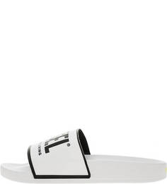 Белые шлепанцы с логотипом бренда Diesel