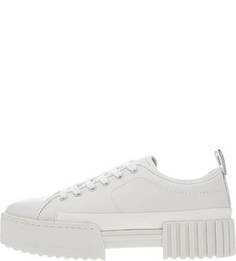 Белые кожаные кеды на платформе Diesel