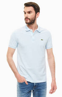 Голубая хлопковая футболка поло Lacoste