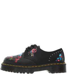 Черные кожаные полуботинки с цветочным принтом Dr. Martens