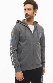 Серая хлопковая толстовка с карманами EA7