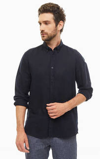 Рубашка из хлопка и льна темно-синего цвета Antony Morato