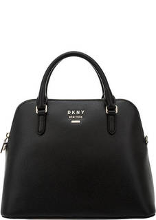 Черная кожаная сумка с одним отделом Dkny