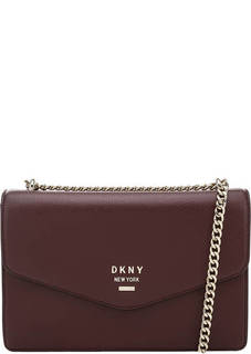 Бордовая кожаная сумка через плечо Dkny