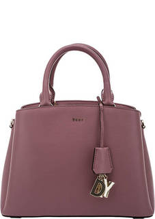 Розовая кожаная сумка с тремя отделами Dkny