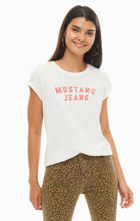 Хлопковая футболка с бархатным принтом Mustang