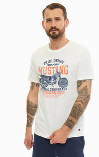 Хлопковая футболка с ярким принтом Mustang