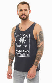 Хлопковая майка с контрастным принтом Mustang