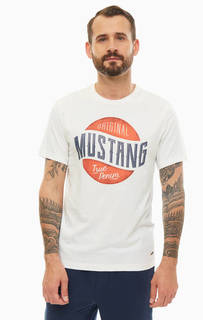 Хлопковая футболка с контрастным принтом Mustang