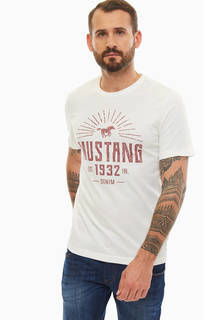 Хлопковая футболка с контрастным принтом Mustang
