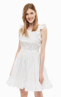 Белое платье из хлопка с оборками Kocca