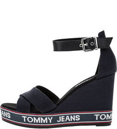 Темно-синие босоножки с логотипом бренда Tommy Jeans