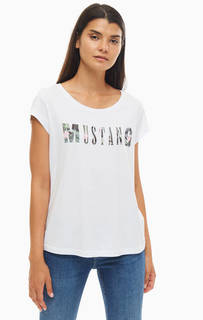 Хлопковая футболка с логотипом бренда Mustang