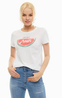 Белая хлопковая футболка с круглым вырезом Mavi