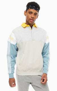 Серая хлопковая толстовка с застежкой на пуговицы Adidas Originals