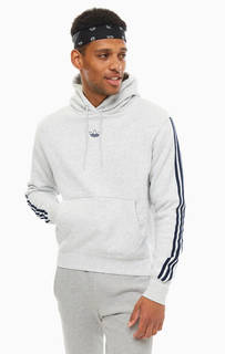 Хлопковая толстовка серого цвета с капюшоном Adidas Originals