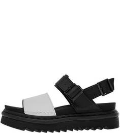 Черно-белые кожаные босоножки на платформе Dr. Martens