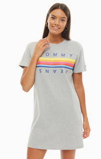 Платье-футболка из хлопка с ярким принтом Tommy Jeans