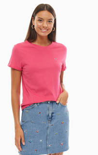 Хлопковая футболка цвета фуксии Tommy Jeans