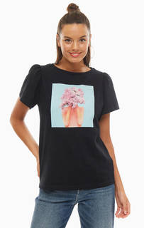 Хлопковая футболка свободного кроя с принтом United Colors of Benetton