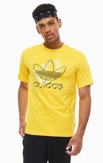 Желтая хлопковая футболка с короткими рукавами Adidas Originals