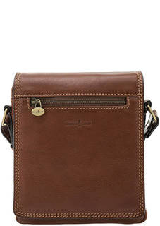 Коричневая кожаная сумка через плечо Gianni Conti