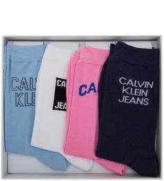 Комплект из четырех пар высоких хлопковых носков Calvin Klein Jeans