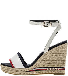 Босоножки из текстиля и натуральной кожи на танкетке Tommy Hilfiger