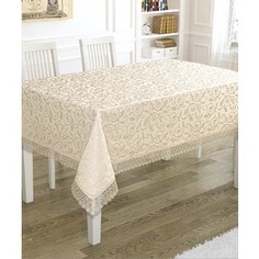 Скатерть Karna с гипюром KDK 160X300 пряумогольная (3144/CHAR002) Бежевый
