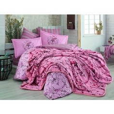 Набор для спальни Hobby home collection покрывало + КПБ Евро, велсофт Ornella розовый (1501001343)