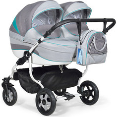 Коляска для двойни Indigo INDIGO DUO 18 42 (т.серый+св.серый+зеленый)