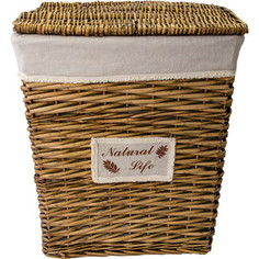 Корзина бельевая Natural House Natural Life прямоугольная, Д470 Ш350 В550, коричневая