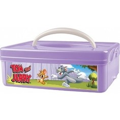 Коробка Бытпласт Универсальная И Ручкой С Аппликацией Том И Джерри 245х160х82 Мм (Сиреневый)